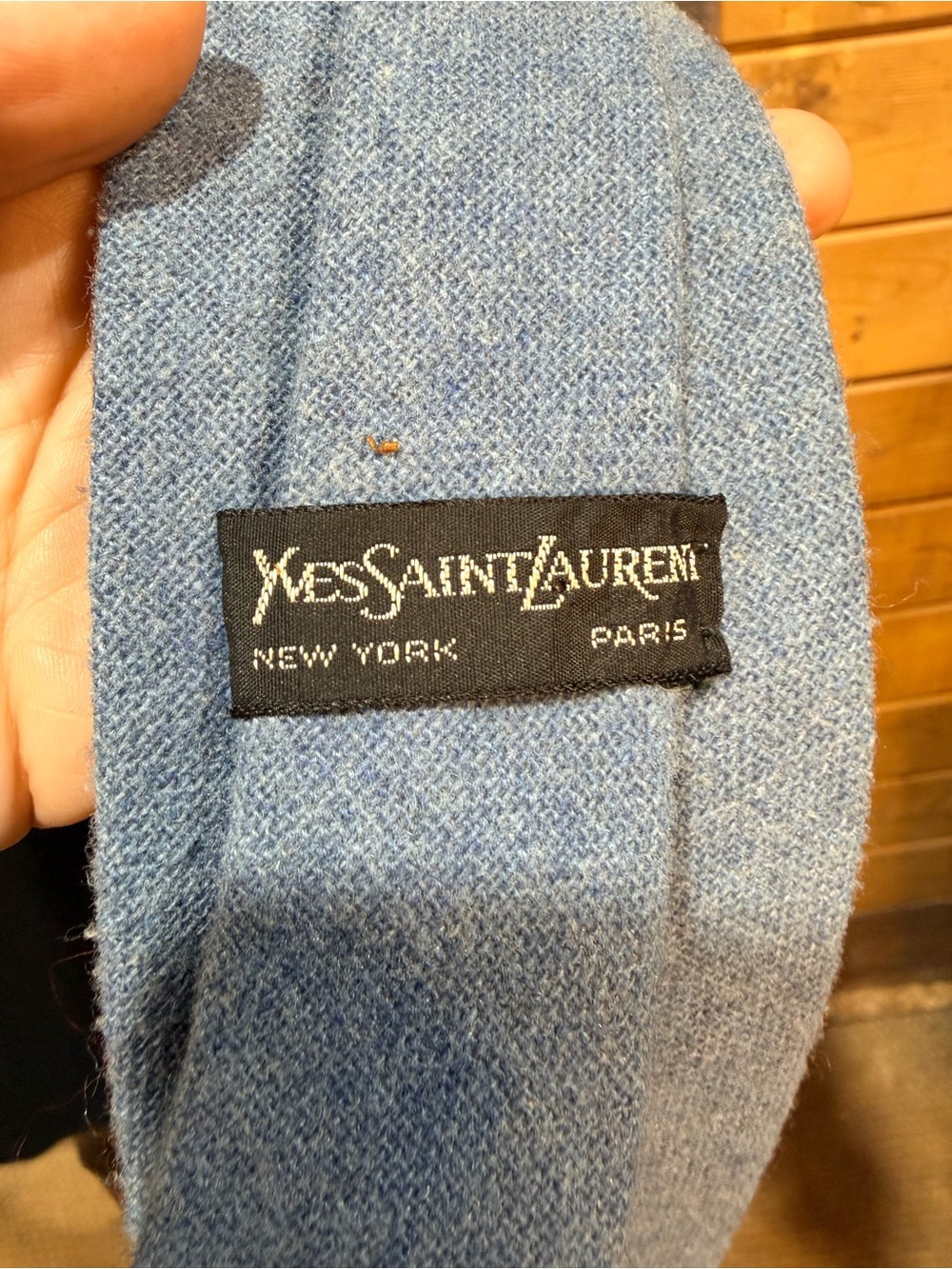 Vintage Yves Saint Laurent YSL Heather Mist Wool Blend Blue Necktie - Picture 5 of 8